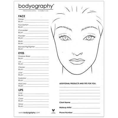bodyography Face Chart Pad 25 pc.