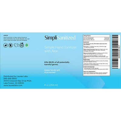 Lauree Labs SimpliSanitized Hand Sanitizer with Aloe 8 Fl. Oz.